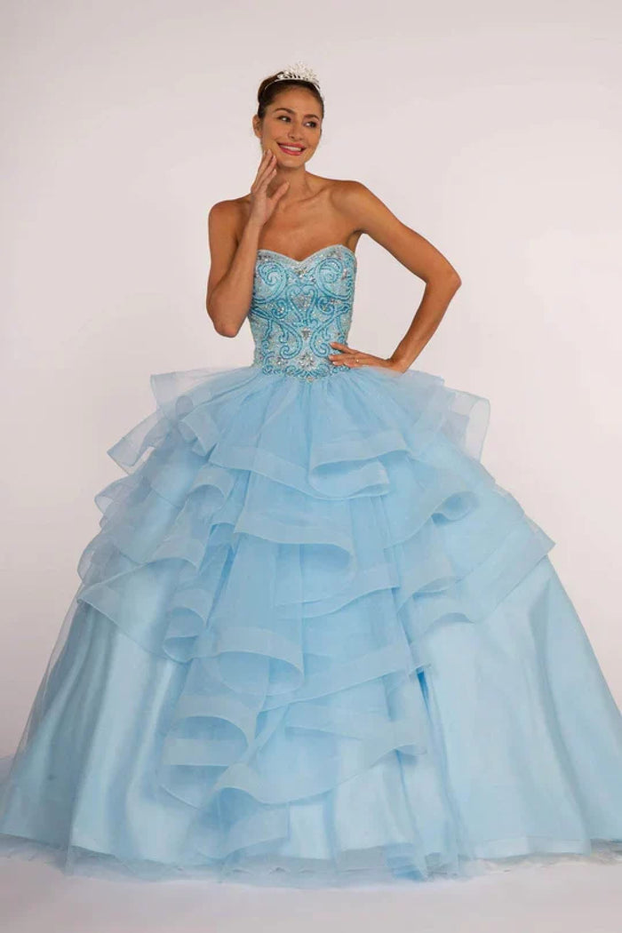 Strapless Ball Gown with Ruffled Skirt by Elizabeth KGL2515