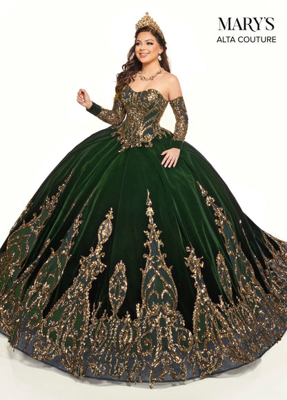 Alta Couture MQ3051 Strapless Velvet Quinceanera Dress