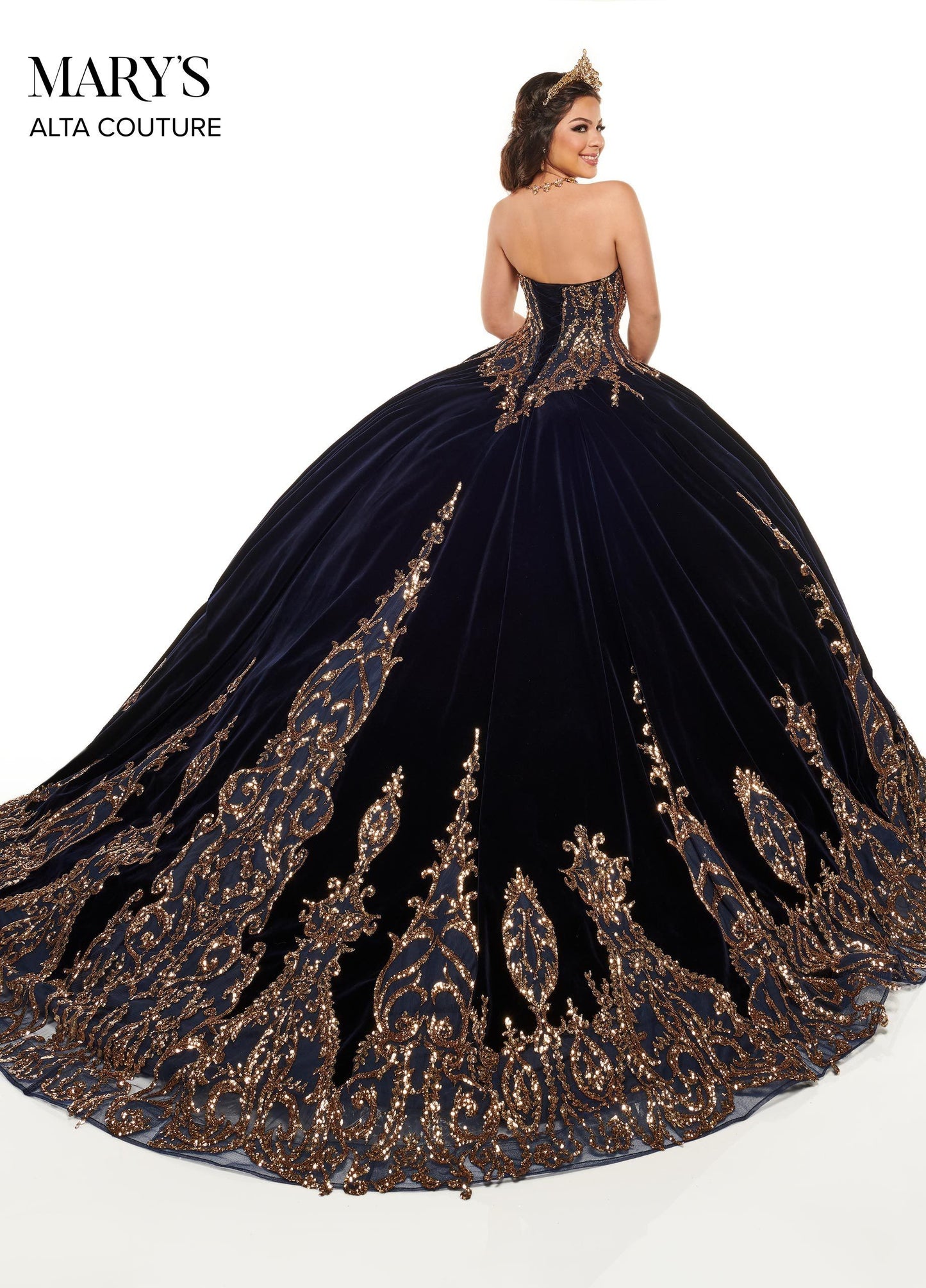 Alta Couture MQ3051 Strapless Velvet Quinceanera Dress
