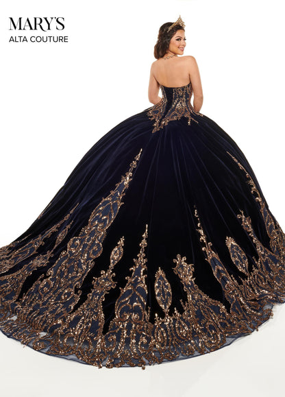 Alta Couture MQ3051 Strapless Velvet Quinceanera Dress