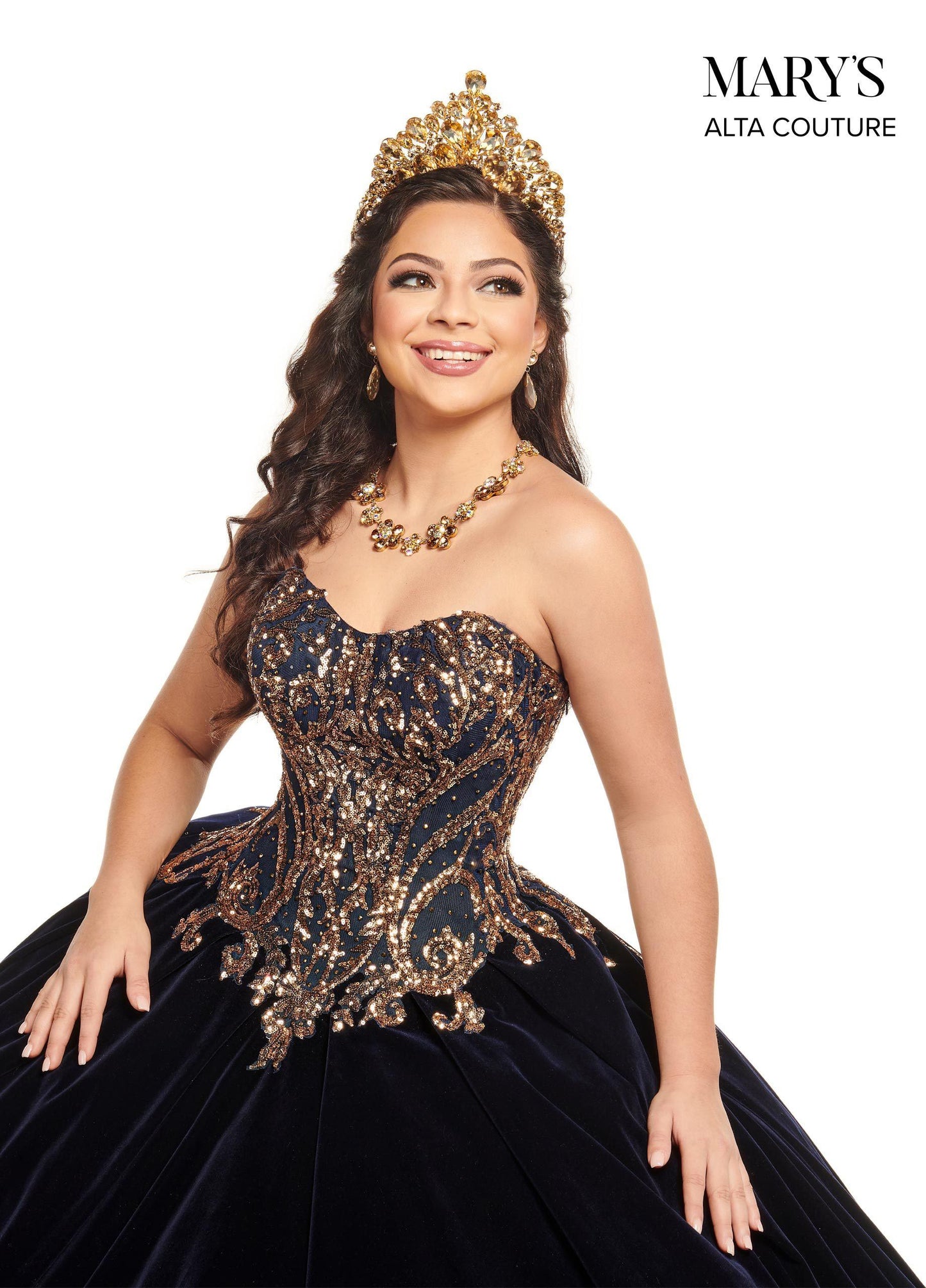 Alta Couture MQ3051 Strapless Velvet Quinceanera Dress