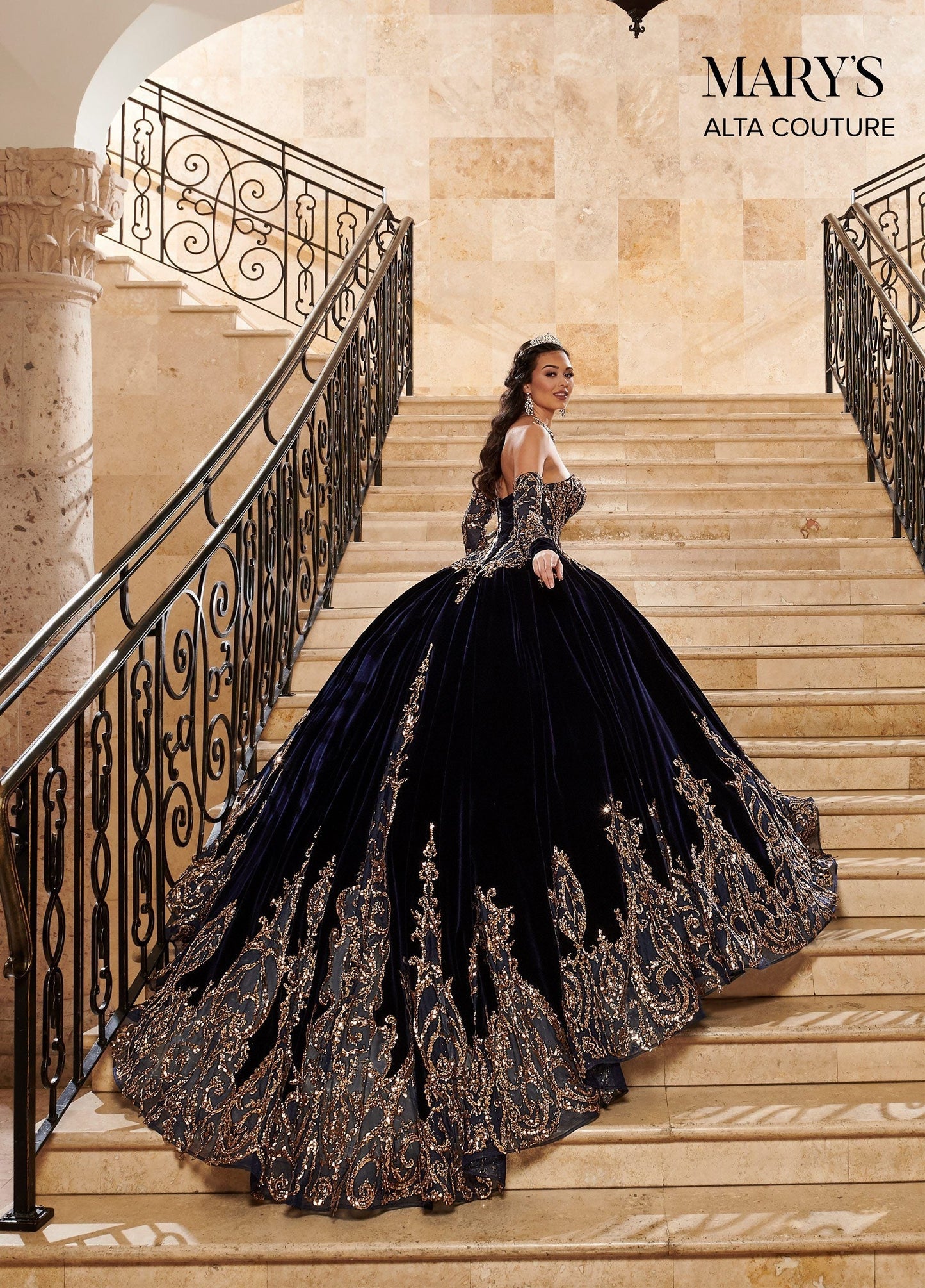 Alta Couture MQ3051 Strapless Velvet Quinceanera Dress