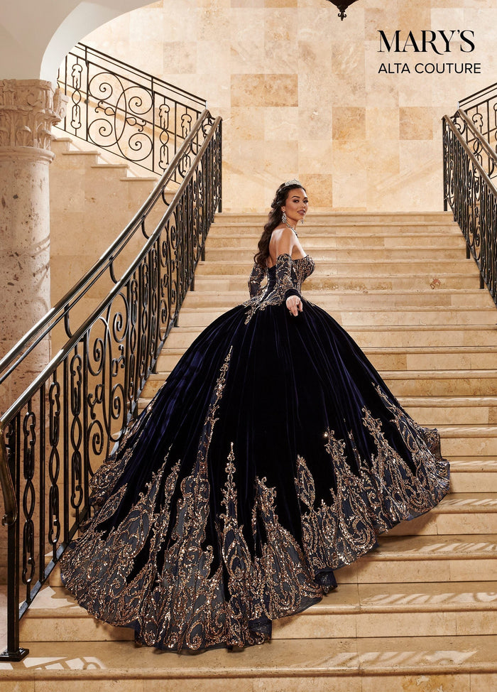 Alta Couture MQ3051 Strapless Velvet Quinceanera Dress