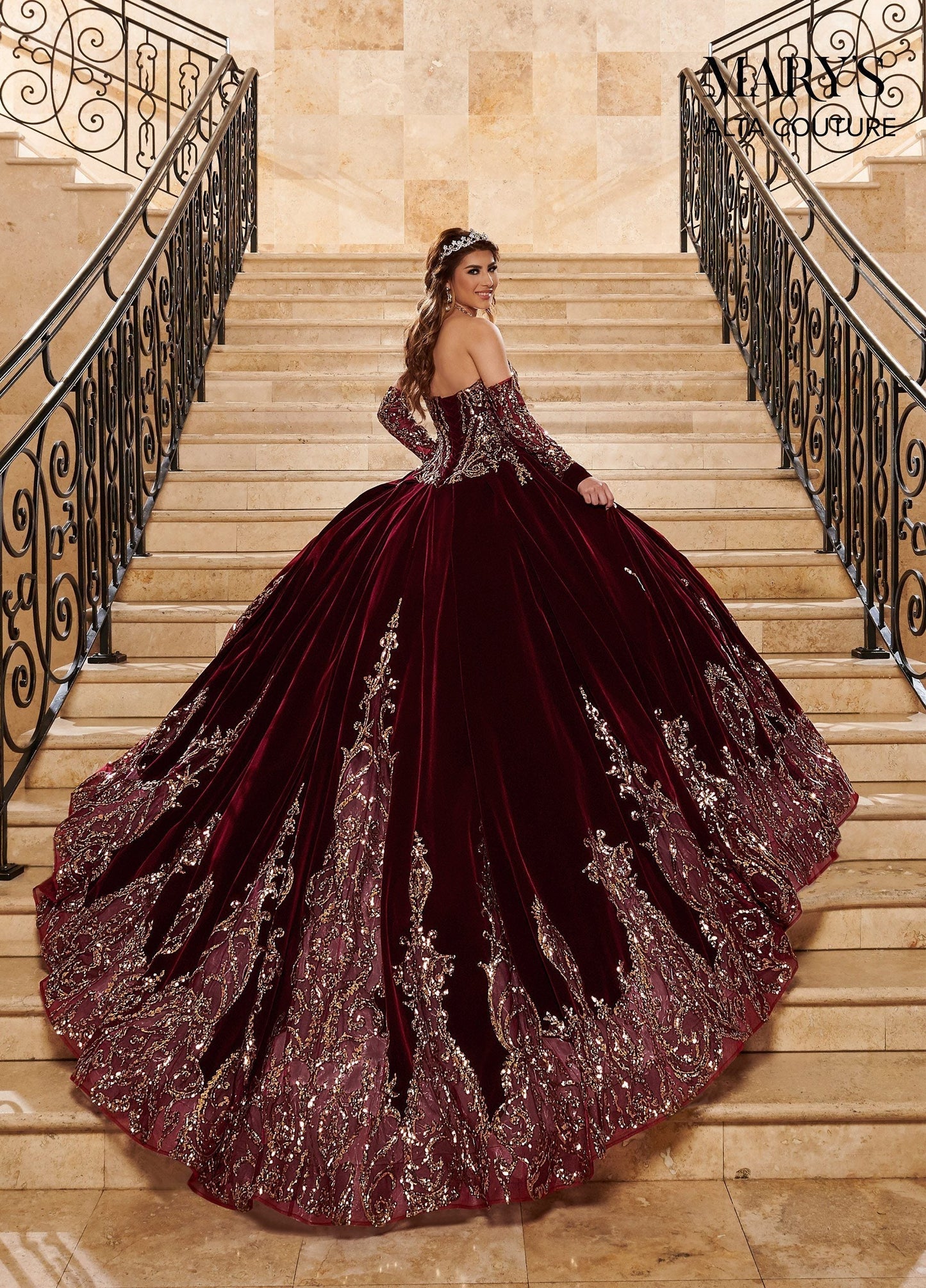 Alta Couture MQ3051 Strapless Velvet Quinceanera Dress