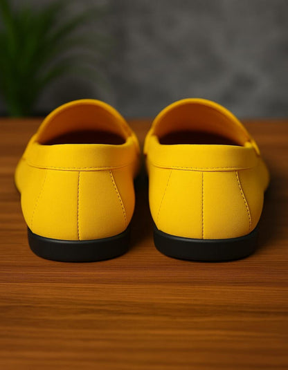 Men's Yellow Suede Loafers  Casual Slip-On Moccasin Driving Shoes