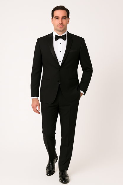Modern Black Peak Tuxedo - Mens Slim Fitted Tuxedo