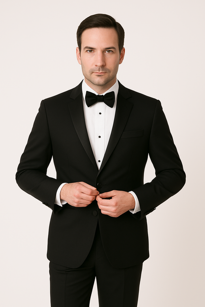 Modern Black Peak Tuxedo - Mens Slim Fitted Tuxedo