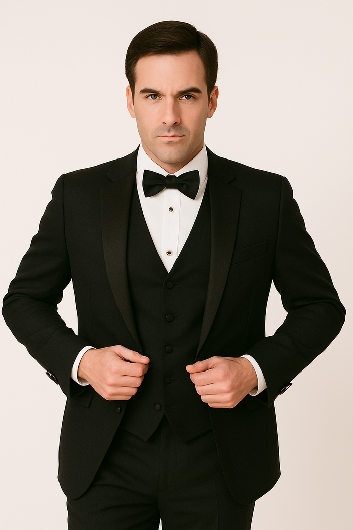 Modern Black Peak Tuxedo - Mens Slim Fitted Tuxedo