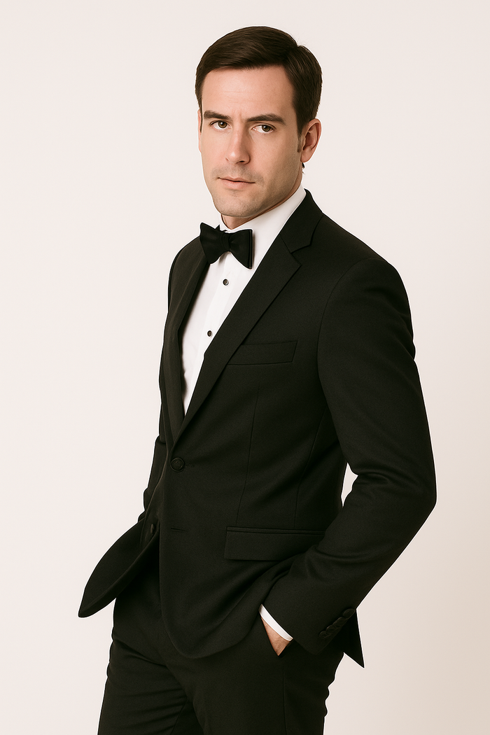 Modern Black Peak Tuxedo - Mens Slim Fitted Tuxedo