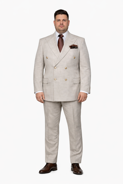 Suits With Baggy Pleated Pants - Wide Leg Pants 100% Wool - Classic Fit in  Light Brown Color by Rossiman