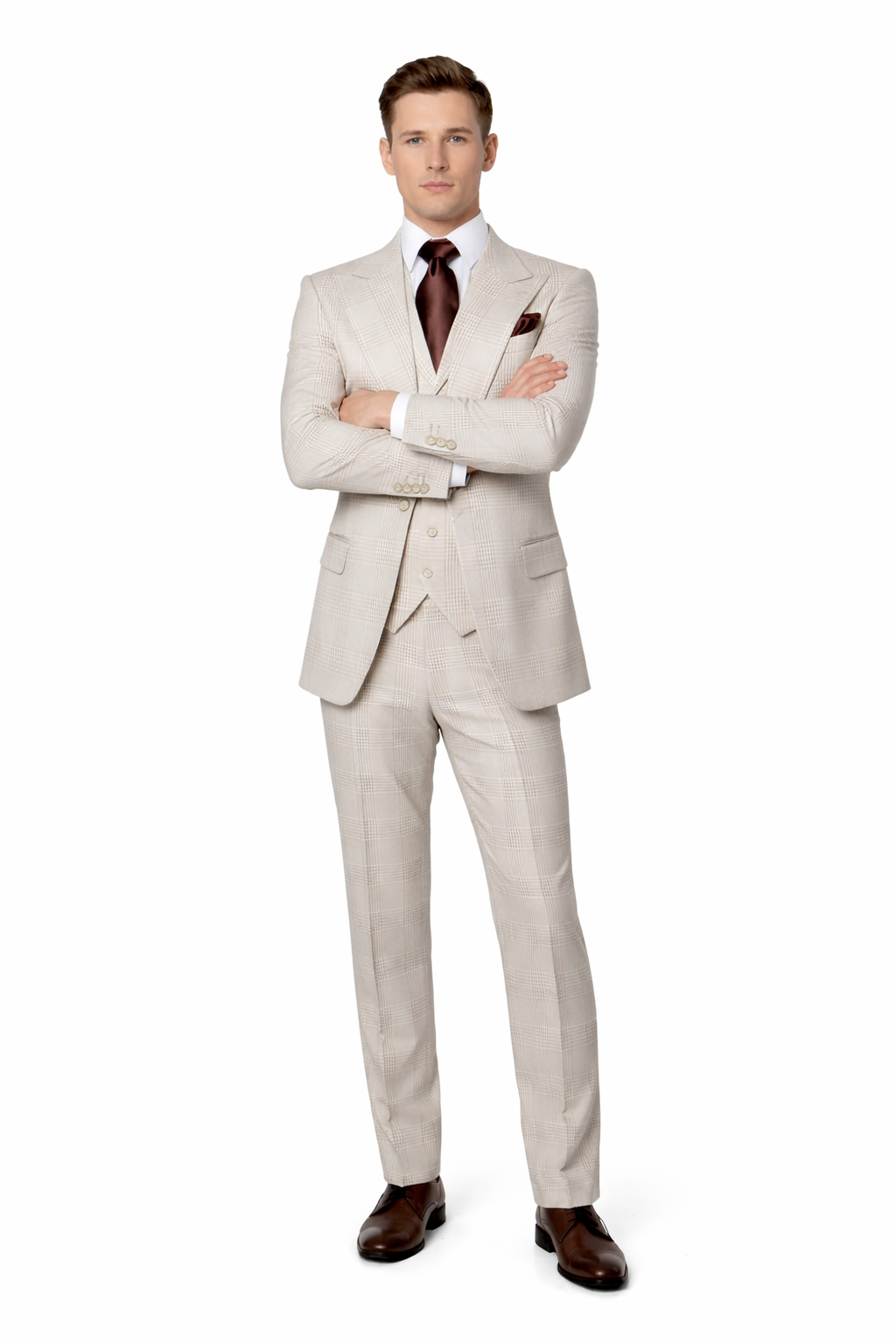 Suits With Baggy Pleated Pants - Wide Leg Pants 100% Wool - Classic Fit by Rossiman