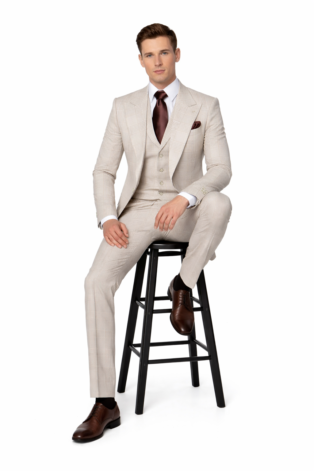 Suits With Baggy Pleated Pants - Wide Leg Pants 100% Wool - Classic Fit by Rossiman