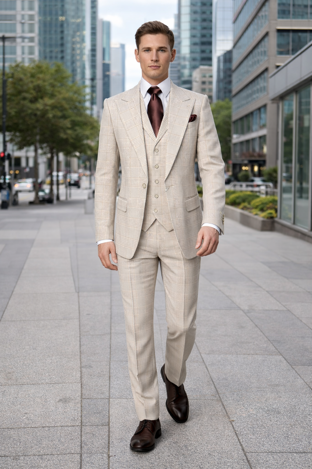 Suits With Baggy Pleated Pants - Wide Leg Pants 100% Wool - Classic Fit by Rossiman