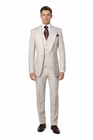 Suits With Baggy Pleated Pants - Wide Leg Pants 100% Wool - Classic Fit by Rossiman