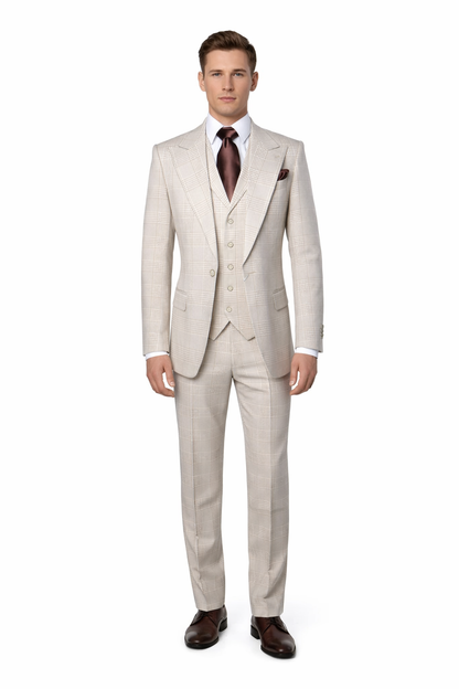 Suits With Baggy Pleated Pants - Wide Leg Pants 100% Wool - Classic Fit by Rossiman