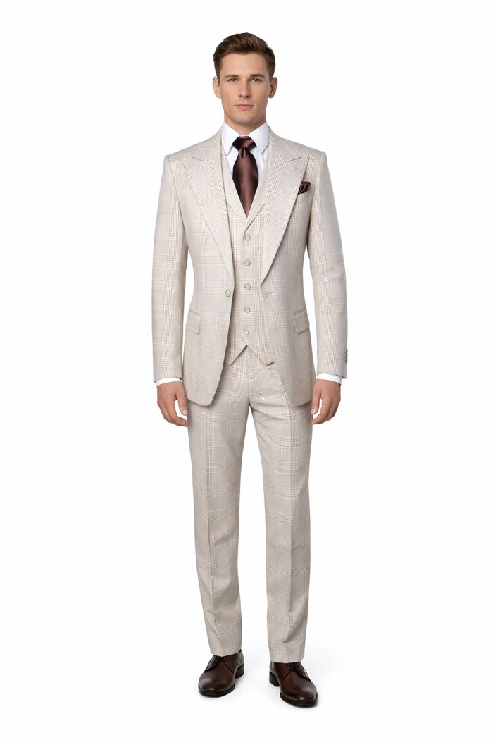 Suits With Baggy Pleated Pants - Wide Leg Pants 100% Wool - Classic Fit by Rossiman
