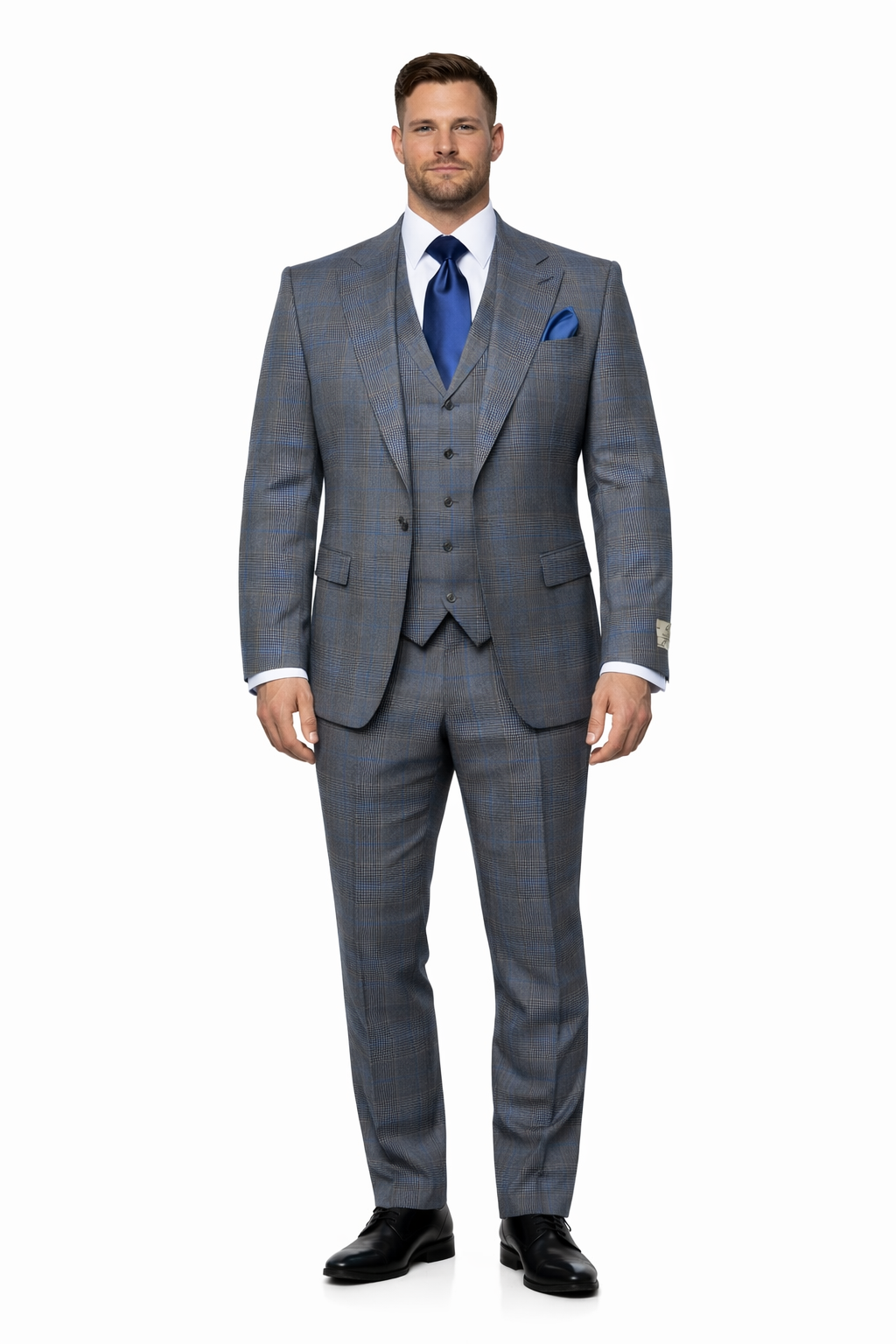 Suits With Baggy Pleated Pants - Wide Leg Pants 100% Wool - Classic Fit Gray Color by Rossiman