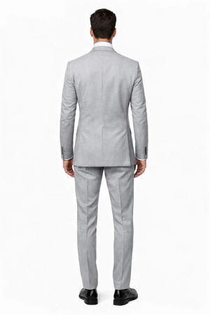 Suits With Baggy Pleated Pants - Wide Leg Pants 100% Wool - Classic Fit in Grey Color by Rossiman