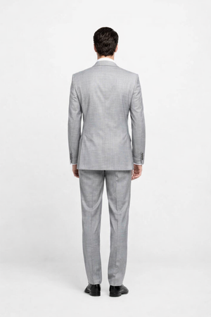 Suits With Baggy Pleated Pants - Wide Leg Pants 100% Wool - Classic Fit in Grey Color by Rossiman