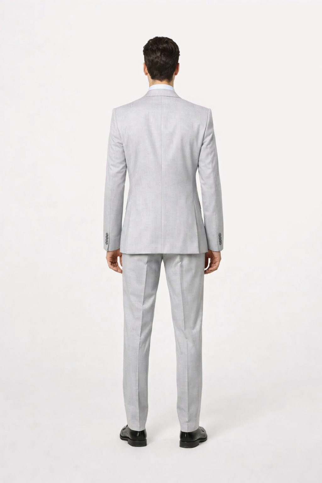 Suits With Baggy Pleated Pants - Wide Leg Pants 100% Wool - Classic Fit in Grey One Button 3 Piece Suit by Rossiman