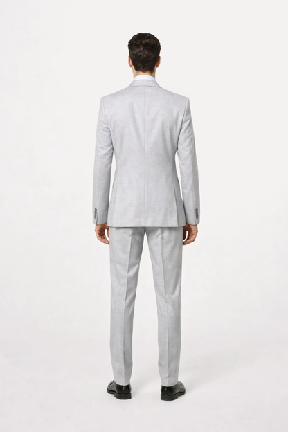 Suits With Baggy Pleated Pants - Wide Leg Pants 100% Wool - Classic Fit in Grey One Button 3 Piece Suit by Rossiman