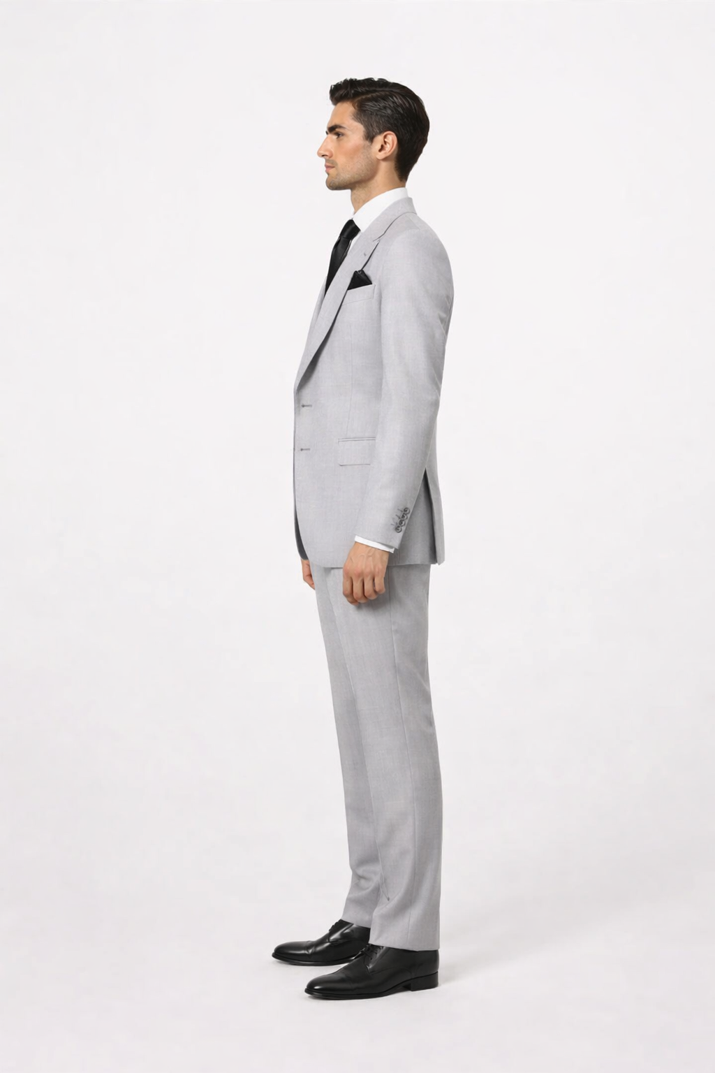 Suits With Baggy Pleated Pants - Wide Leg Pants 100% Wool - Classic Fit in Grey One Button 3 Piece Suit by Rossiman