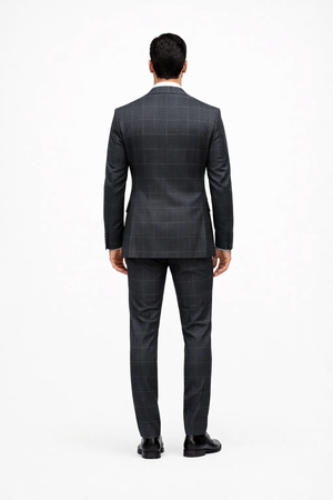 Suits With Baggy Pleated Pants - Wide Leg Pants 100% Wool - Classic Fit in Navy by Rossiman