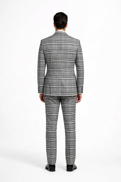 Suits With Baggy Pleated Pants - Wide Leg Pants 100% Wool - Classic Fit in One Button 3 Piece Suit by Rossiman