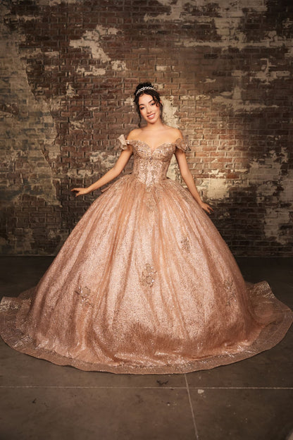 Sweet 16 Dress Off Shoulder Floral Lace Prom Gown By Layla K LK265 - Dress