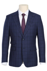 mens-designer-two-button-slim-fit-peak-lapel-suit-in-navy-blue-overcheck-plaid
