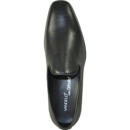 Bravo Mens Classic Plain Toe Slip on Loafer Dress Shoe in Black