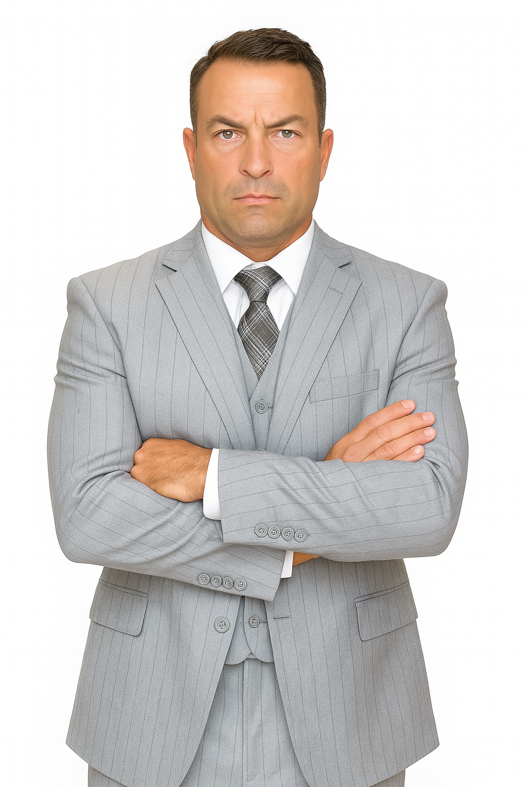 Mens Vested Gatsby Suit Pinstripe Grey Regular Fit Venetian