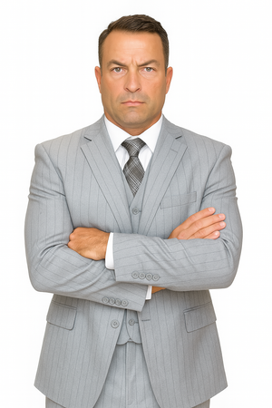 Mens Vested Gatsby Suit Pinstripe Grey Regular Fit Venetian