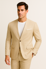 tan-linen-suit-for-summer-collarless-blazer-and-pants-collarless-lapel-no-lapel-casual