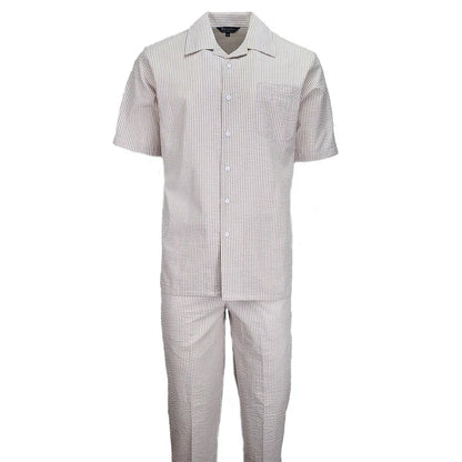 Tan Seersucker 2pc Set