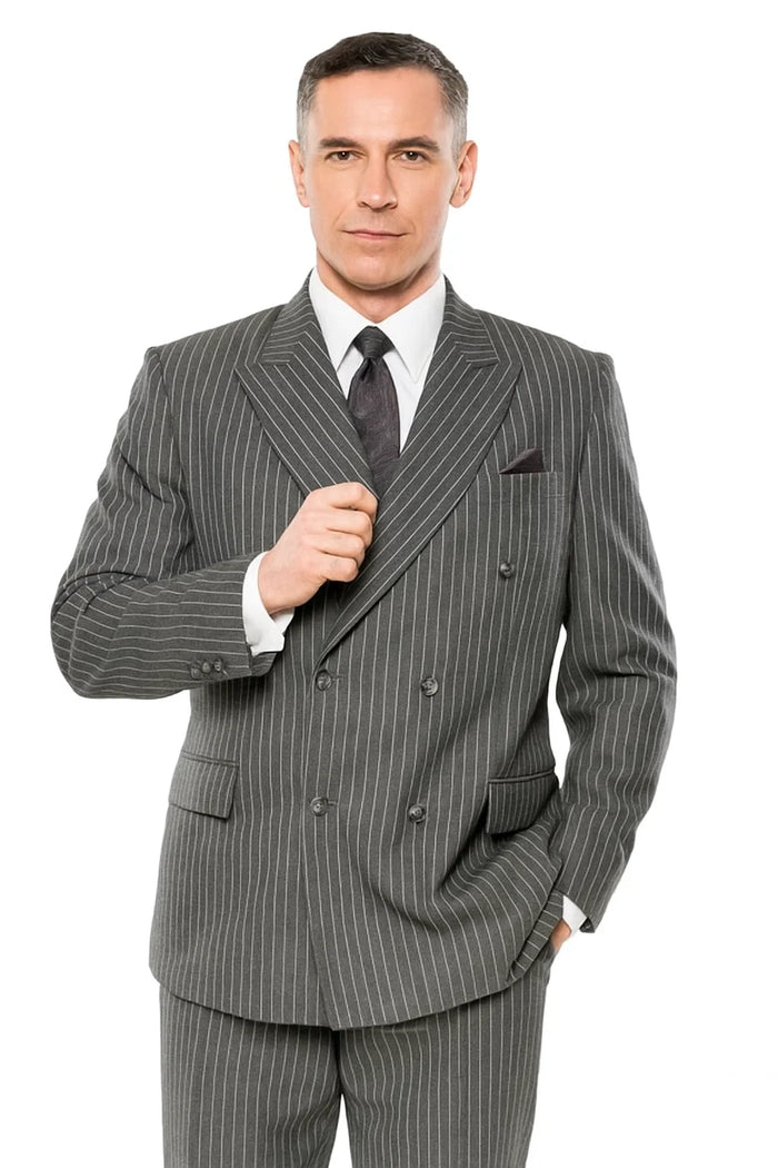 Mens Double Breasted Gomez Addams | Addams Family Costume in Charcoal Grey Pinstripe