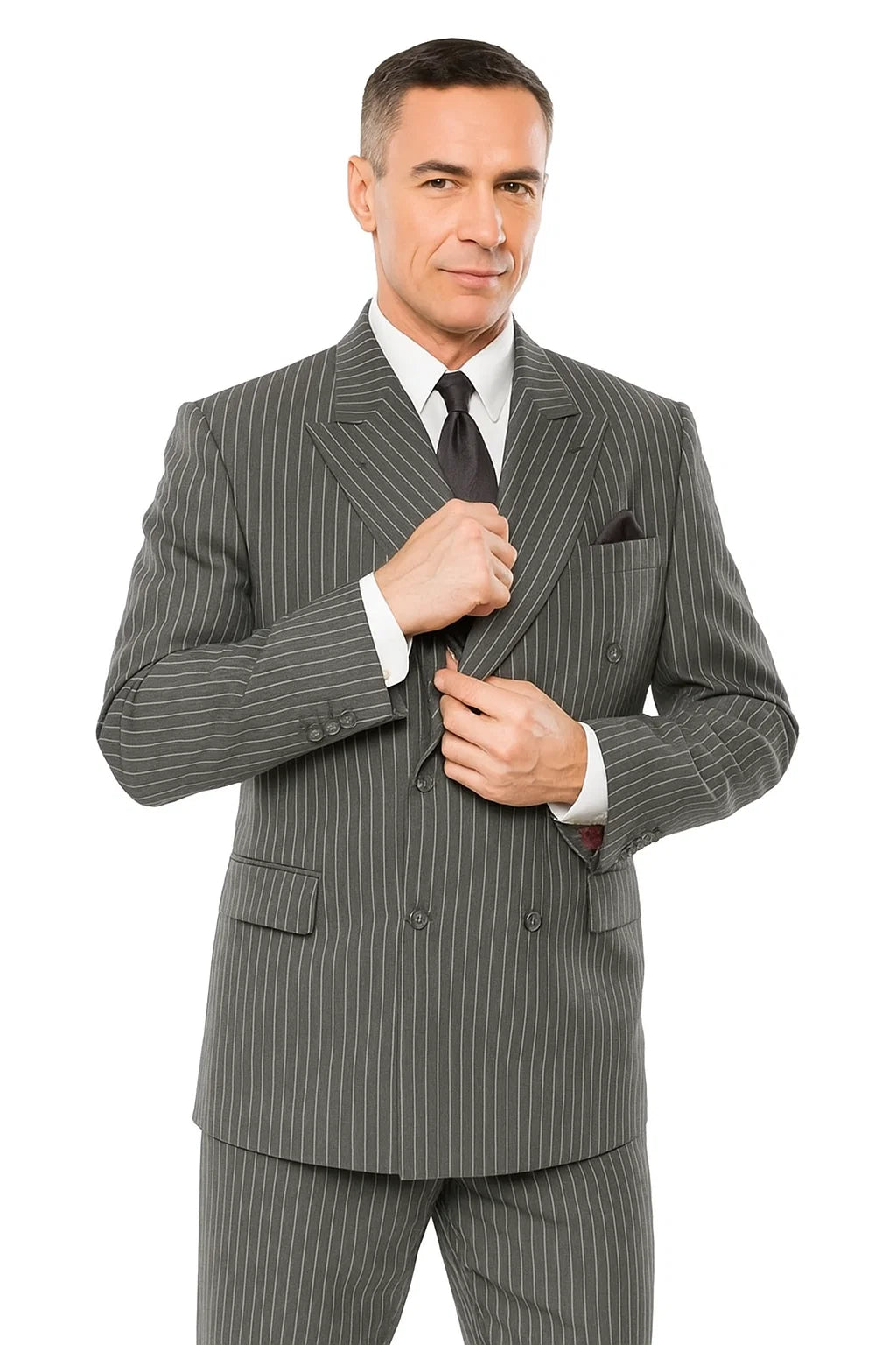 Mens Double Breasted Gomez Addams | Addams Family Costume in Charcoal Grey Pinstripe