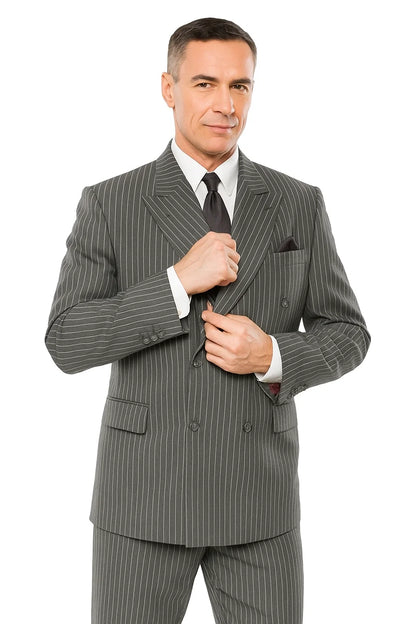 Mens Double Breasted Gomez Addams | Addams Family Costume in Charcoal Grey Pinstripe