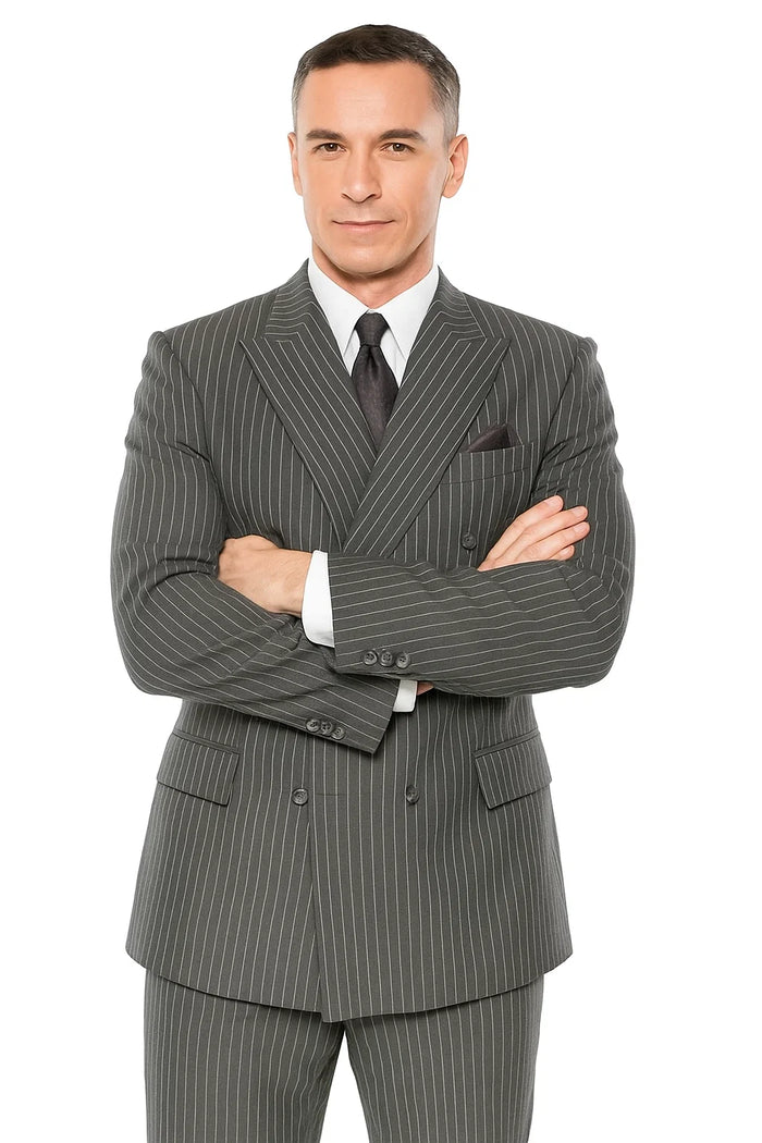 Mens Double Breasted Gomez Addams | Addams Family Costume in Charcoal Grey Pinstripe