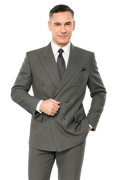 Mens Double Breasted Gomez Addams | Addams Family Costume in Charcoal Grey Pinstripe