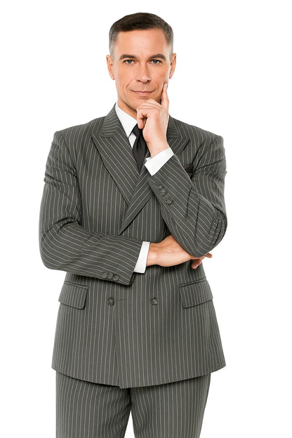 Mens Double Breasted Gomez Addams | Addams Family Costume in Charcoal Grey Pinstripe