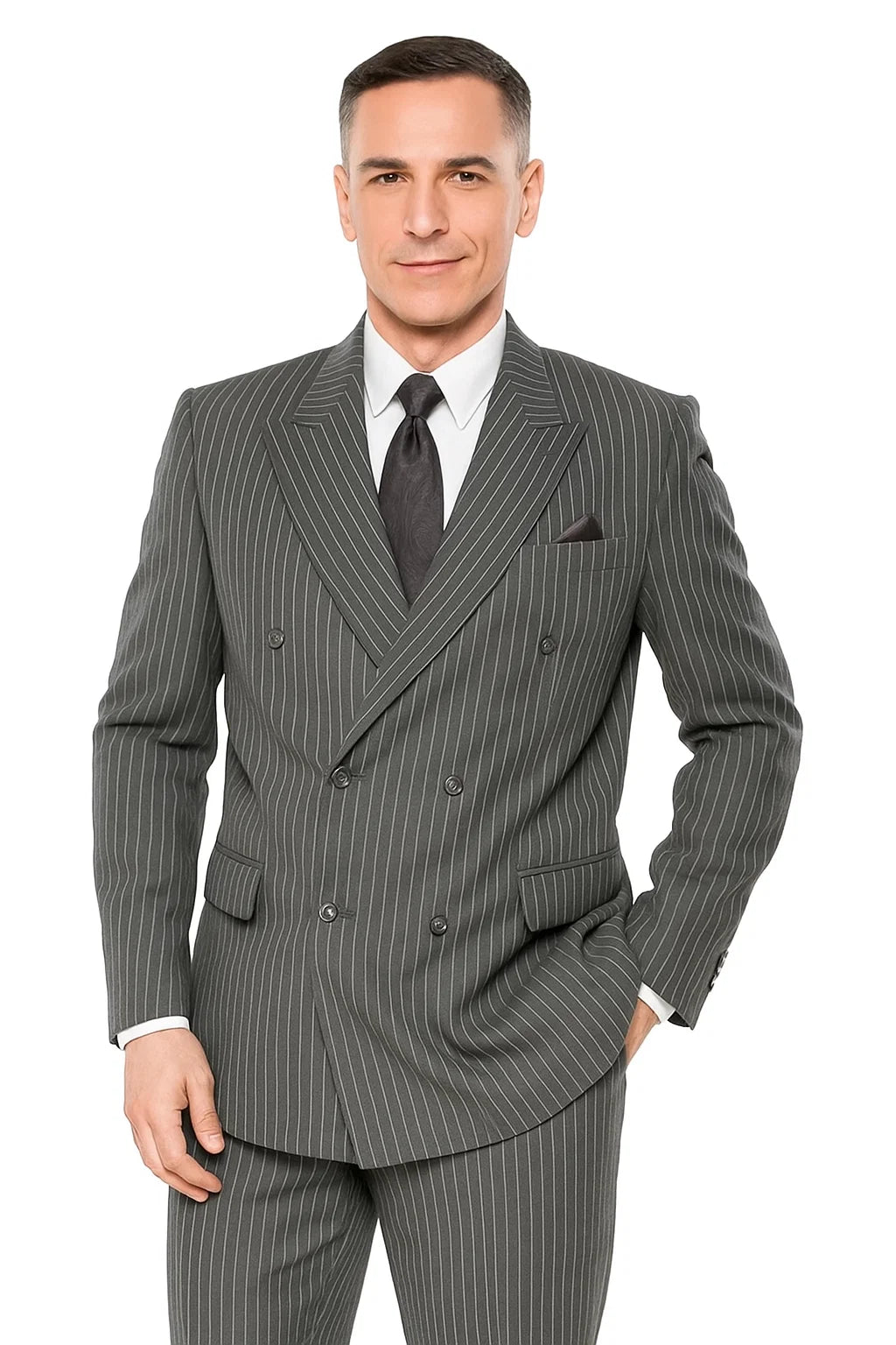 Mens Double Breasted Gomez Addams | Addams Family Costume in Charcoal Grey Pinstripe