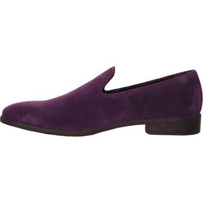 Bravo Mens Vegan Suede Wedding & Prom Slip On Loafer Dress Shoe in Purple
