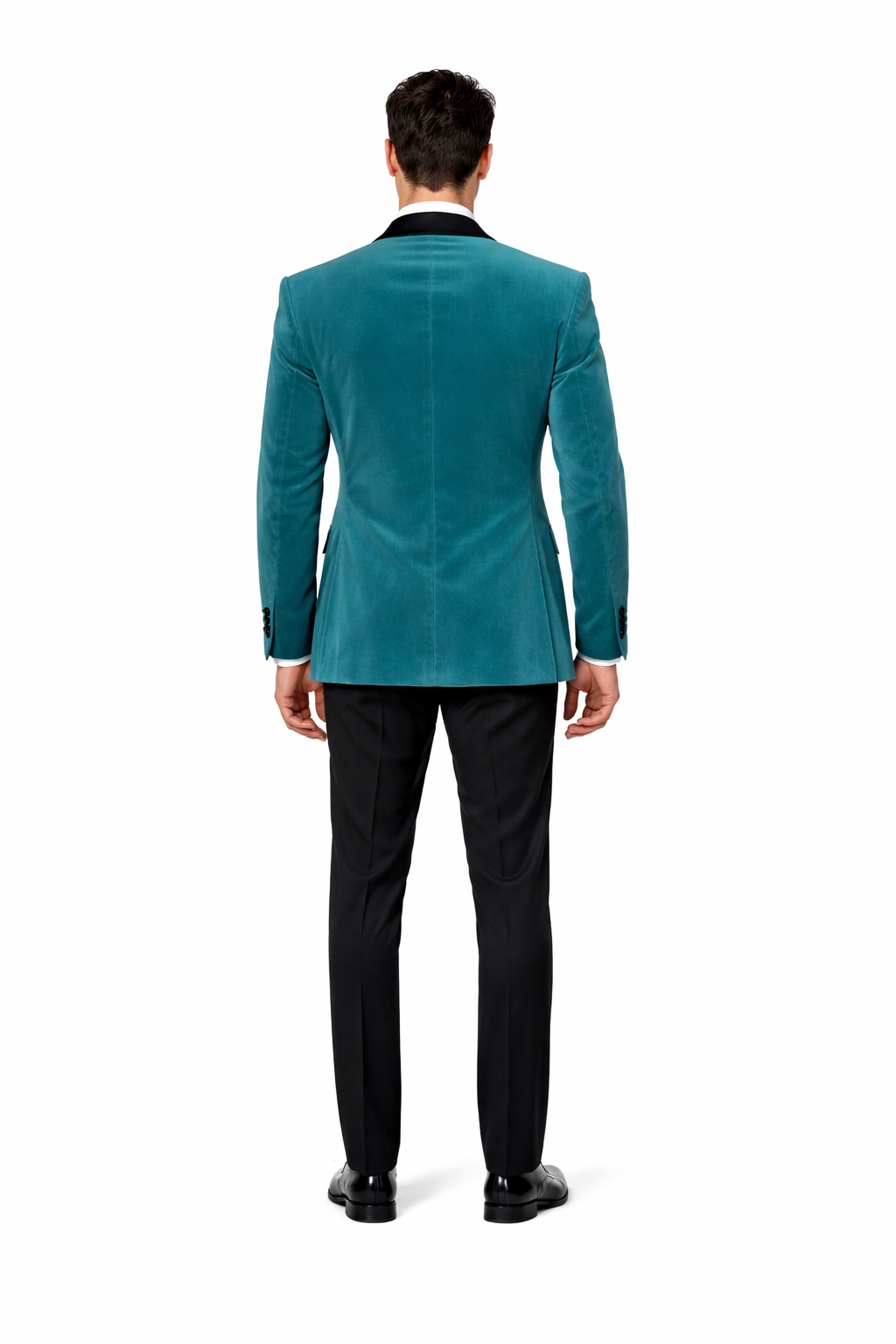 Teal Velvet Tuxedo for Men  One Button Black Satin Lapel Formal Suit with Bow Tie