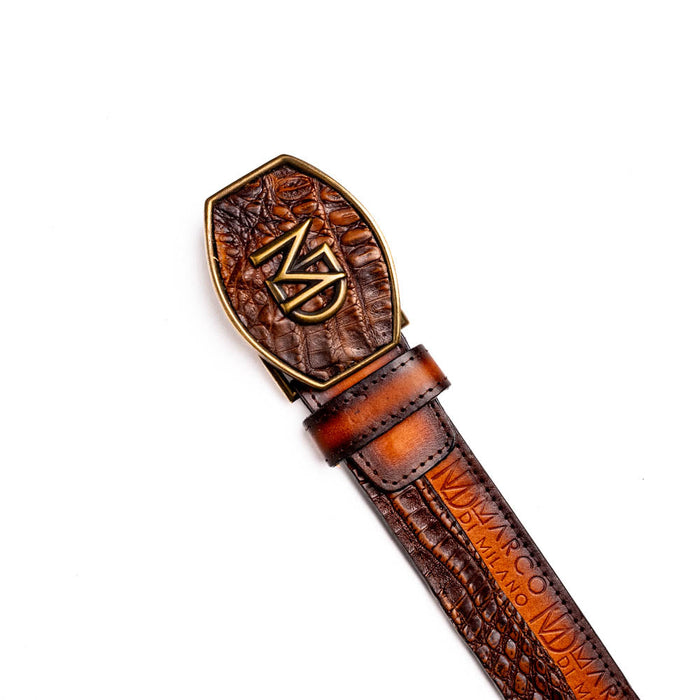 Marco Di Milano Texas Belt: Aged Brown Leather Luxury Shoe