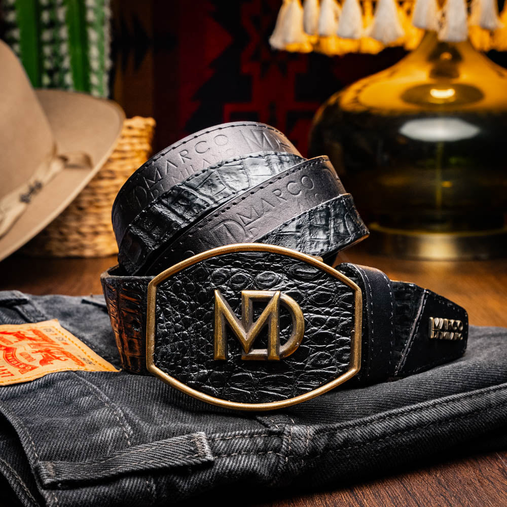 Marco Di Milano "Texas Belt" Black Leather Luxury Shoe