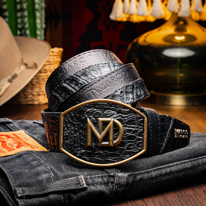 Marco Di Milano "Texas Belt" Black Leather Luxury Shoe