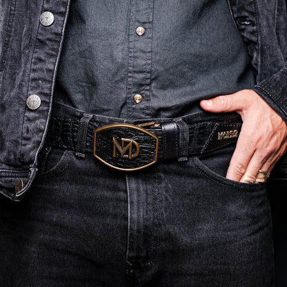 Marco Di Milano "Texas Belt" Black Leather Luxury Shoe