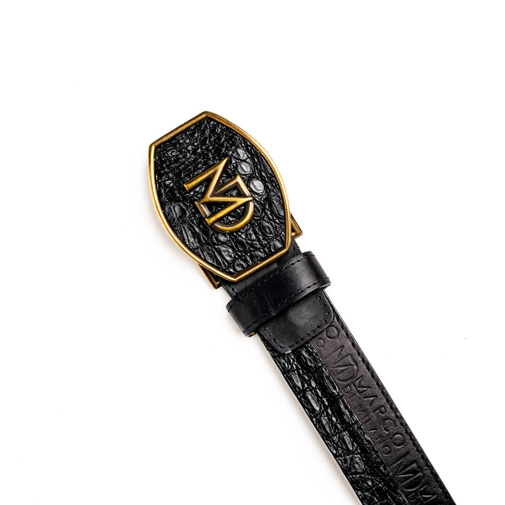 Marco Di Milano "Texas Belt" Black Leather Luxury Shoe