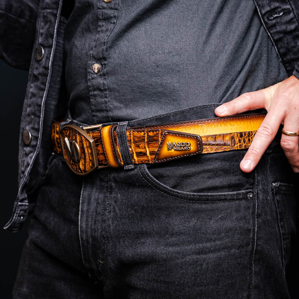 Marco Di Milano Texas Belt - Mustard Brown Leather Loafers
